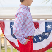 Little English traditional children's clothing, boy's classic short in red twill