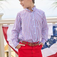 Little English traditional children's clothing, boy's classic short in red twill