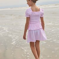 Little English classic isla top in jaipur pink with smocked details, isla skirt in jaipur pink, for little girl