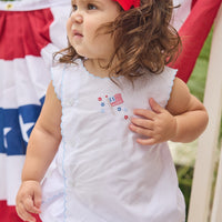 Little English classic Davis day set with flag motif on chest and buttons down front right side, unisex set for baby