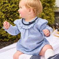 little english classic children's clothing light blue and white floral bubble for girls for fall