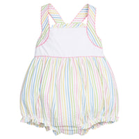 Little English traditional children's clothing. Rainbow stripe seersucker bubble for baby girl's for Spring