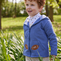 Little English toddler boys white turtleneck with football print