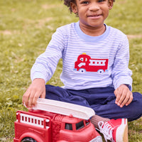 Little English classic kids clothes, banded navy corduroy pant for toddler boys with elastic waistband