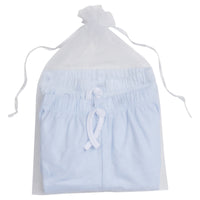 Little English traditional children's clothing. Light blue and white set of knit baby joggers for boys