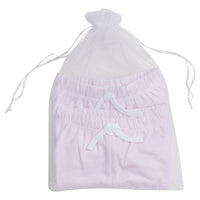 Little English traditional children's clothing. Light pink and white set of knit baby joggers for girls