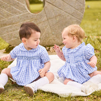 little english classic children's clothing blue and white plaid for fall coordinating pieces