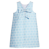 Little English classic sleeveless Biz dress in blue jacquard floral for little girl