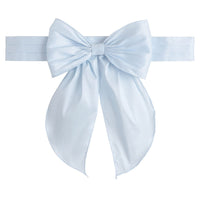 Little English flower girl dress sash, light blue fixed bow sash with adjustable closure