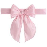 Little English traditional kids clothing, flower girl dress sash, light pink fixed bow sash with adjustable closure