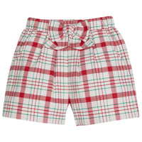 Little English girl's plaid shorts with elastic waistband for the holidays