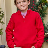 Little English traditional children's clothing. Classic button down shirt in red mini gingham for boys