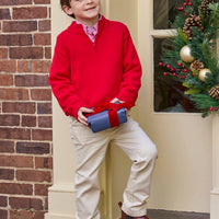 little english classic childrens clothing, boys red quarter zip sweater