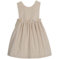 Little English traditional clothing, button panel jumper in stone corduroy for little girl