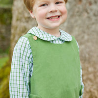 Little English classic boy's watercress green corduroy button tab john john, traditional children's clothing