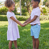 Short Sleeve Polo - Light Pink Stripe
