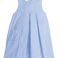 Little English classic kids clothing. Soft blue flannel-like jumper dress for little girls for Fall