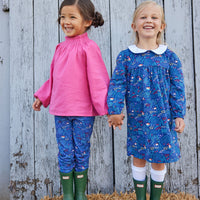 Little English classic childrens clothing toddler girls pink long sleeved blouse with cinched necking