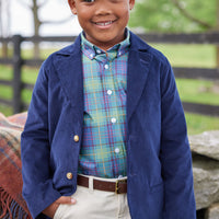 Little English classic tween boy button down shirt in ashford tartan pattern