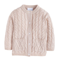 little english classic children's clothing, unisex oatmeal cashmere blend cardigan