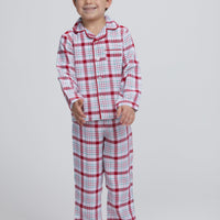 Little English traditional clothing, classic pajama set in holiday plaid pattern for little boy, holiday collection