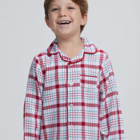 Little English traditional clothing, classic pajama set in holiday plaid pattern for little boy, holiday collection