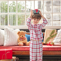 Little English traditional clothing, classic pajama set in holiday plaid pattern for little boy, holiday collection
