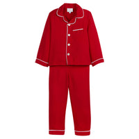 Little English classic flannel style pajama set, kids traditional christmas jammies in red