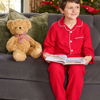 Little English classic kids clothing, long-sleeve pajama set in red