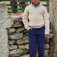 Little English classic childrens clothing tween boy quarter zip sweater in oatmeal color