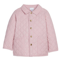 Little English classic kids clothing, quilted jacket for girls in light pink with corduroy collar