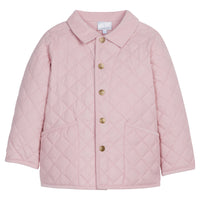 Little English classic kids clothing, quilted jacket for girls in light pink with corduroy collar