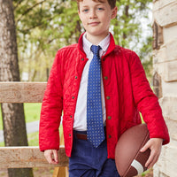 little english classic childrens clothing unisex button snap quilted jacket in red