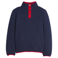 Little English traditional children's clothing. Comfy navy quilted pullover with red trim for boys for Fall