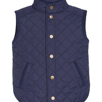 Little English traditional children's clothing. Classic navy quilted vest for boys and girls for fall