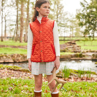 Little English traditional children's clothing. Unisex quilted orange vest for Fall