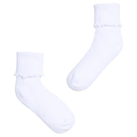 Little English classic children's clothing, classic white ripple edge turn cuff crew sock for little girls