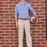 Little English classic childrens clothing toddler boy khaki pants with football embroidery