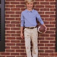 Little English classic childrens clothing toddler boy khaki pants with football embroidery