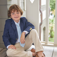 little english classic children's clothing, boys light blue gingham necktie