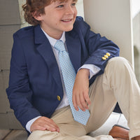 little english classic children's clothing, boys light blue gingham necktie