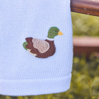 Little English classic baby clothes, signature light blue cardigan with mallards for baby boys