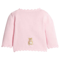Little English classic baby clothes, signature light pink cardigan with teddy bears for baby girls