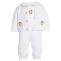 Little English classic baby clothes, signature white cardigan with reindeers for baby boys and girls for holiday