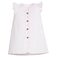 Little English Classic day gown with flutter sleeves and strawberry motifs running down front, for baby girl