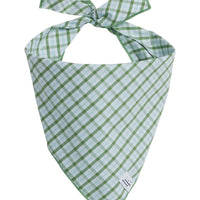 Little English traditional children's clothing. Green plaid dog bandana for Fall