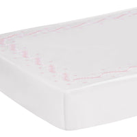 Little English classic nursery goods for baby, white crib sheet with simple light pink embroidery along the edges for baby