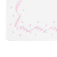 Little English classic nursery goods for baby, white crib sheet with simple light pink embroidery along the edges for baby