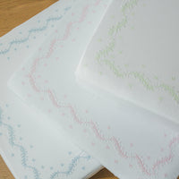 Little English classic nursery goods for baby, white crib sheet with simple embroidery along the edges for baby