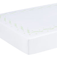 Little English classic nursery goods for baby, white crib sheet with simple light green embroidery along the edges for baby